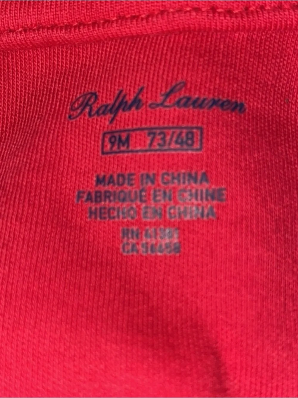 Ralph Lauren Red Polo Footed One-Piece with Embroidered Dino